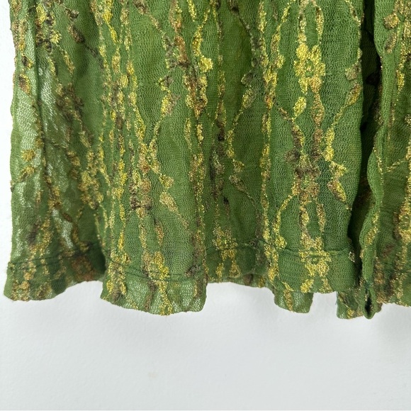 Vintage Women's Lace Top Size Small Green Tie Front 90s Y2K Fairy Forest Witch - Picture 4 of 7